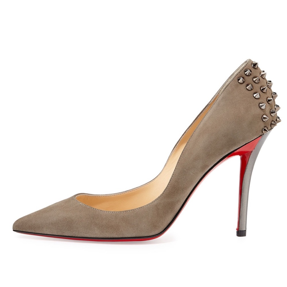 Christian Louboutin Zappa Suede Spiked Heel Pumps Size 38